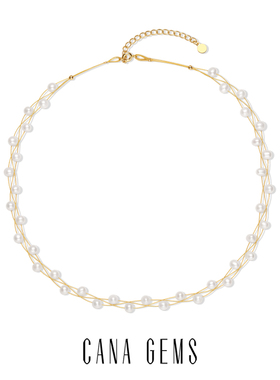 CANA GEMS  PD0402 三股钢绳珍珠满天星 百搭通勤淡水珍珠颈链