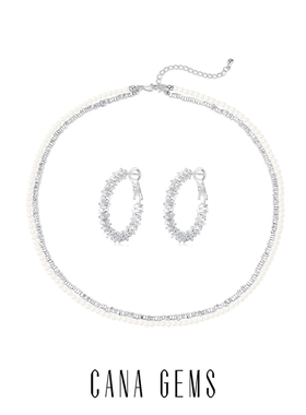 CANA GEMS碎银子耳圈/贝珠双层项链 轻奢高级感百搭配饰 PD0483