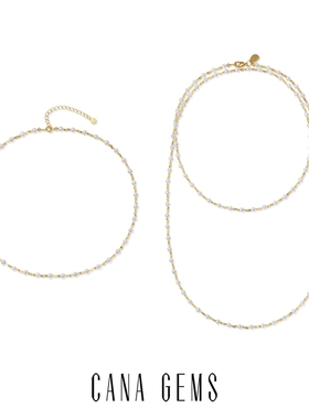 CANA GEMS小珍珠金球间隔项链 轻奢高级复古气泡项链配饰 PD0527