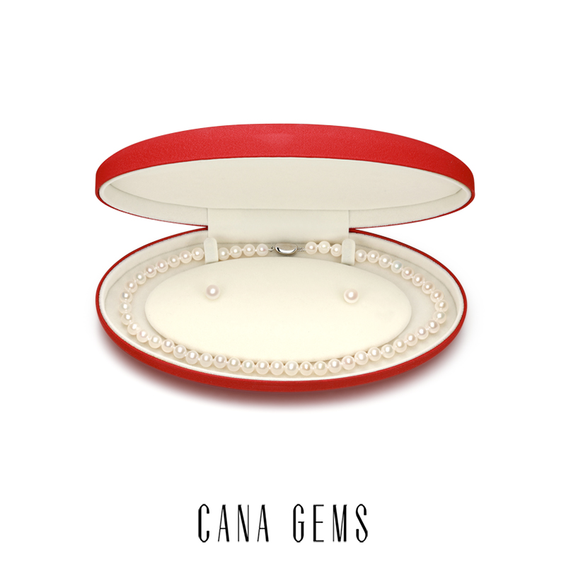 CANA GEMSPD0568 经典银扣珍珠项链+小馒头珍珠耳钉套装 AE02246