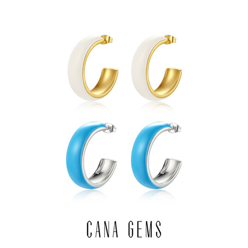 CANA GEMS【胡可推荐】  PD0565 珐琅耳圈 高级感日常耳饰