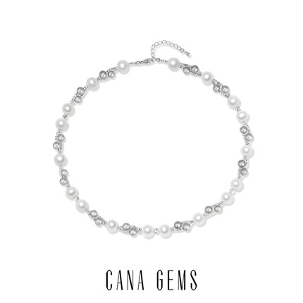 CANA GEMS灰白珍珠编织项链 轻奢高级感气质百搭女款项链 PD0515