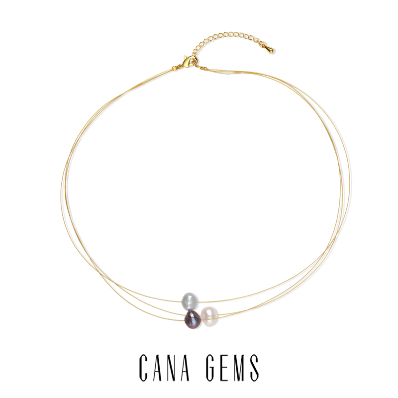CANAGEMS三色珍珠三层叠戴项链