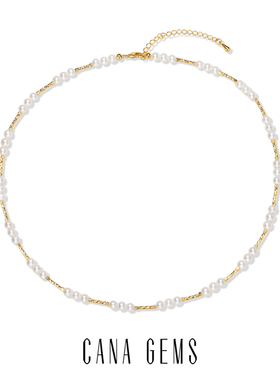 三颗珍珠金管满天星项链