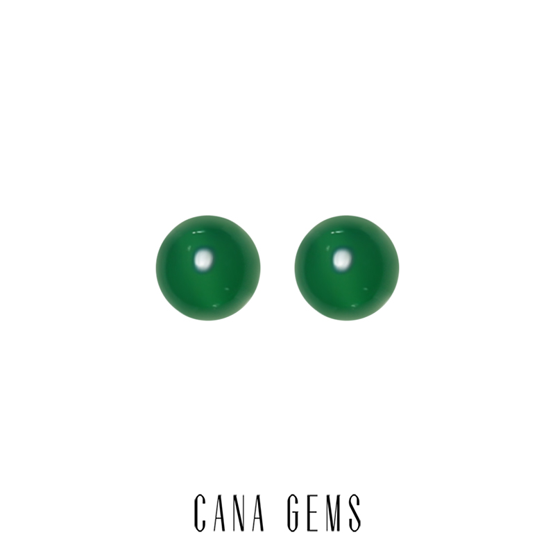 CANA GEMS绿玛瑙耳钉 轻奢高级感夏日新中式绿色正圆气质 PD0472