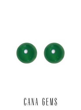 CANA GEMS绿玛瑙耳钉 轻奢高级感夏日新中式绿色正圆气质 PD0472