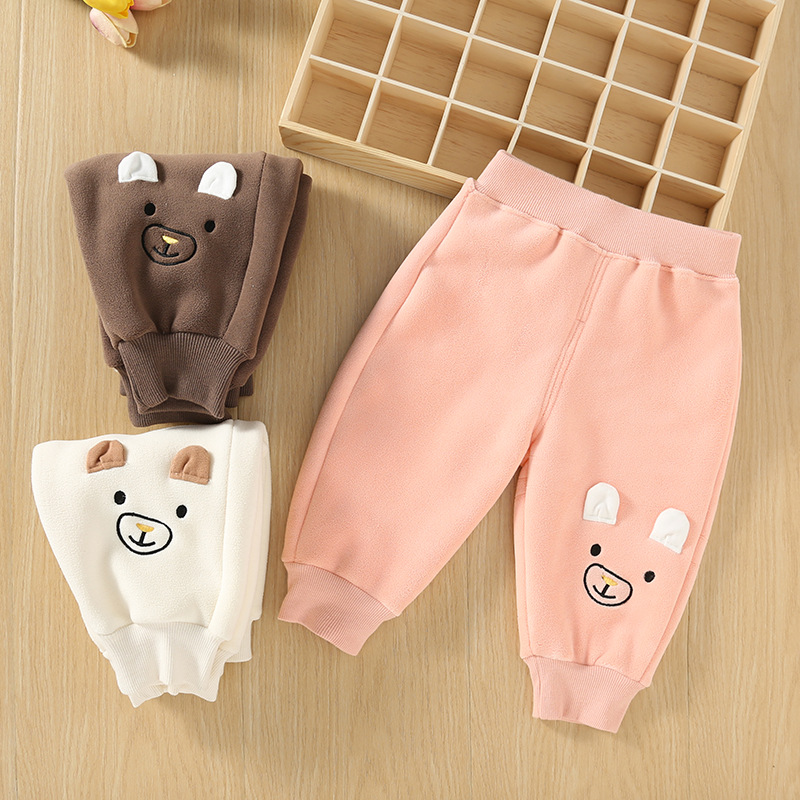 婴儿冬天外出裤子加绒外穿棉裤儿童冬季一体绒长裤宝宝加厚保暖裤