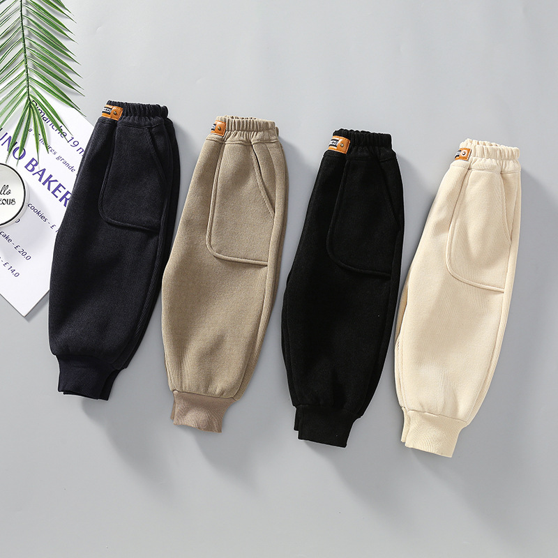 男童裤子秋冬季2023新款男宝宝冬季长裤儿童韩版加绒加厚裤子
