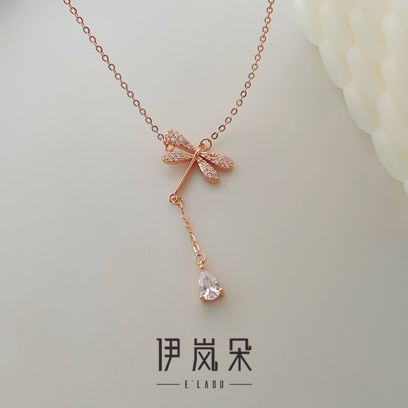 伊岚朵【设计师】蜻蜓项链｜925银大码胖mm粗脖子加长锁骨链