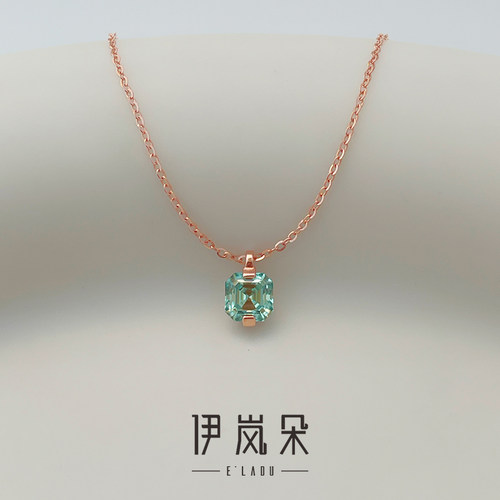 大码女加长莫桑石小方糖显瘦项链