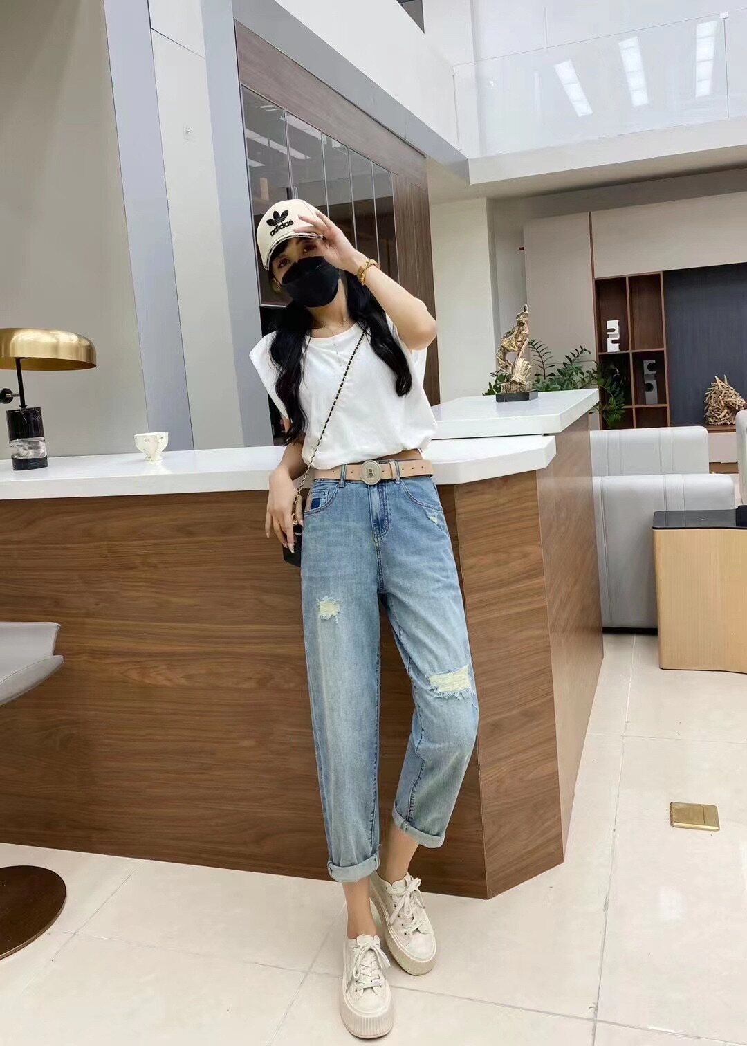 牛仔裤现货春夏时髦潮流复古显瘦