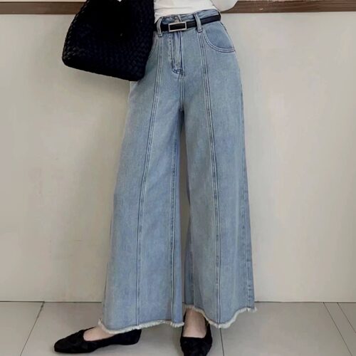 牛仔裤薄料春夏无弹九分阔腿95cm
