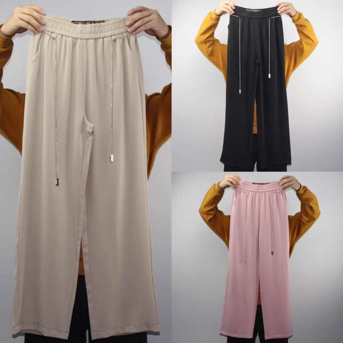 2026春夏款新款香港花牌BASHA芭莎高腰薄料垂感阔腿休闲裤女宽松