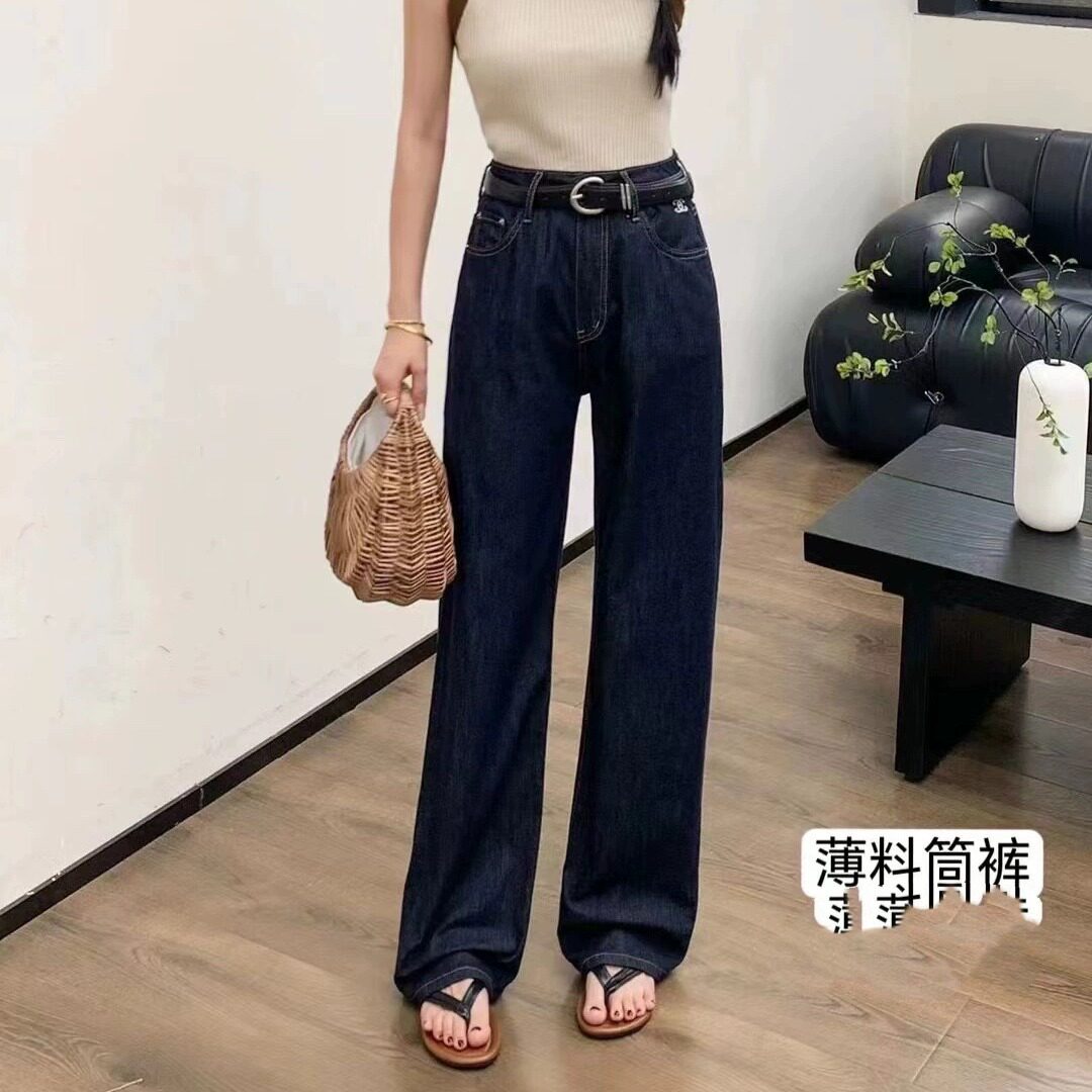 潮牌牛仔裤薄料春夏阔腿104cm美