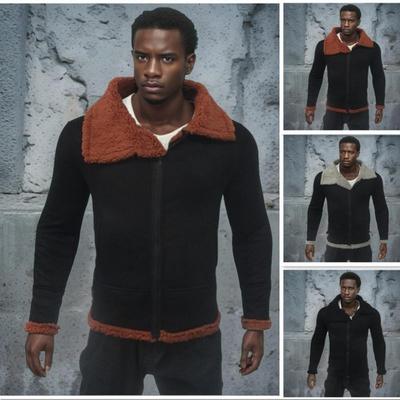 欧美2024新品皮毛一体男外套加厚毛毛中长款夹克亚马逊麂皮绒