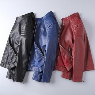 商务帅气皮夹克机车皮衣潮流男士 夹克男春秋2023新款 外套 修身 薄款