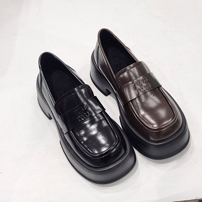 46009真皮乐福鞋加绒小皮鞋女休闲百搭厚底单鞋女乐福鞋