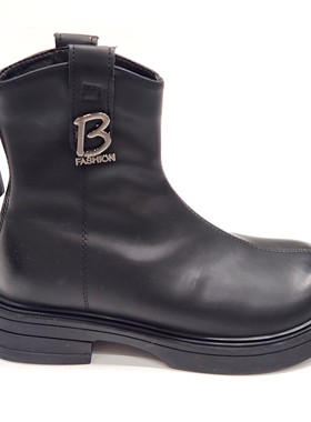 86011特价清版圆头平底时装靴显瘦女靴子短靴马丁靴工装靴