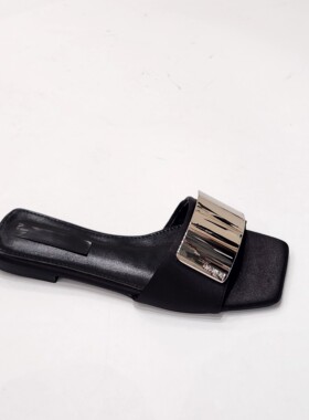 97671-6一字带露趾女士拖鞋女夏外穿法式气质仙女风休闲平底凉拖