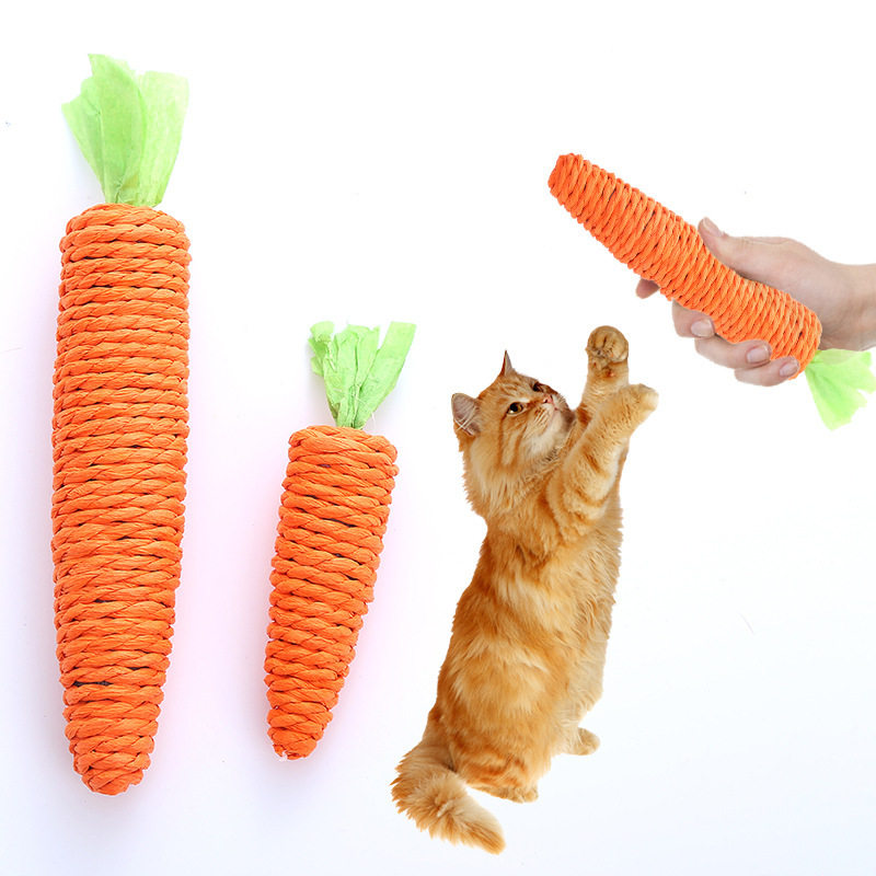 新款猫玩具纸绳胡萝卜耐咬磨牙