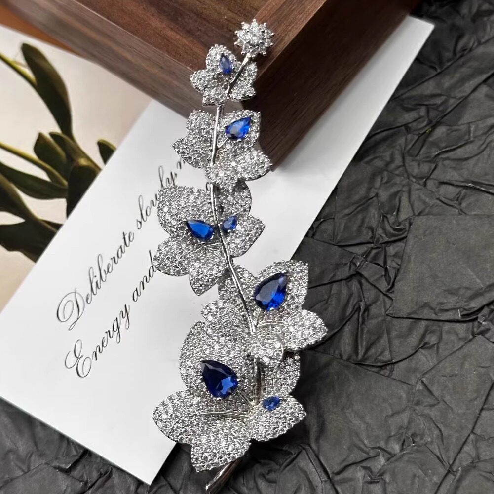 真金电镀 常青藤胸针高档女奢华气质花朵配饰高端商务礼物优雅