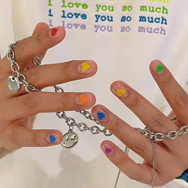 心之所向 彩虹色立体浮雕爱心简约美甲贴纸男生指甲贴装饰 无性别,彩妆/香水/美妆工具,美甲工具,淘宝优惠券,粉丝福利购,淘宝优惠卷