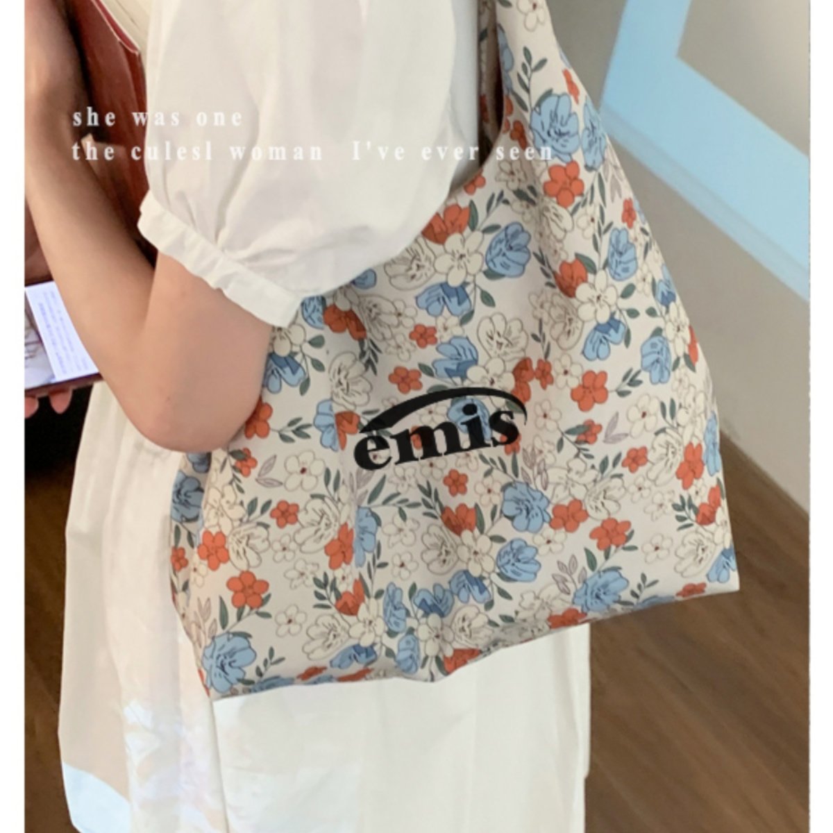 emis碎花布包女大容量腋下包