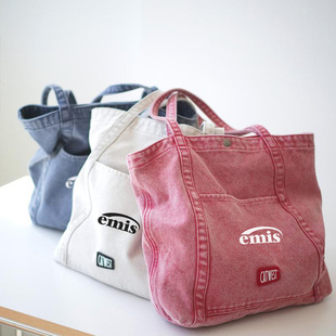 韩代正品emis牛仔拼接单肩双肩包大容量休闲通勤凯丽背包