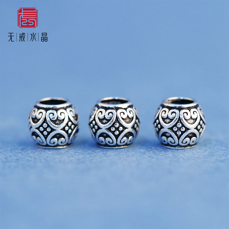 『无戒』S925银泰银大孔隔珠银珠DIY手链串珠手绳配件配饰材料