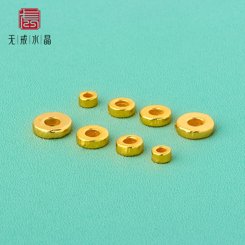 『无戒』S925纯银实心镀金隔片垫片散珠配饰文玩佛珠星月菩提金刚