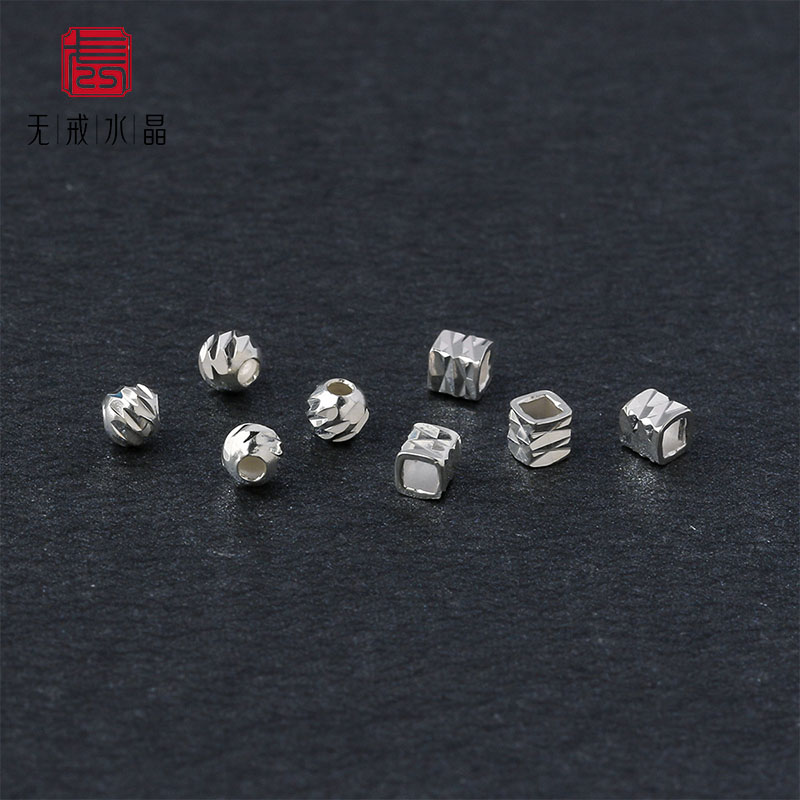 『无戒』s925纯银DIY配件闪亮斜纹项链车花隔珠项链手链通用银饰