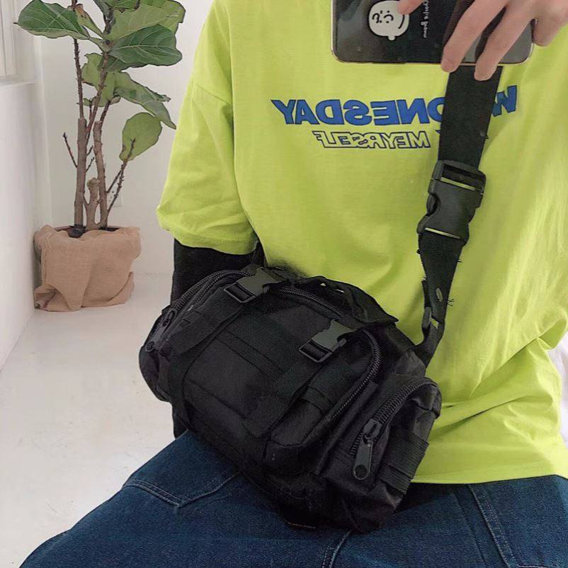 高街风暗黑多口袋工装包男潮流机能斜挎包街头滑板斜肩胸包包,箱包皮具/热销女包/男包,男士包袋,淘宝优惠券,粉丝福利购,淘宝优惠卷
