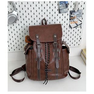 工装双肩包男款高级感小众设计通勤背包男高中大学生书包潮酷