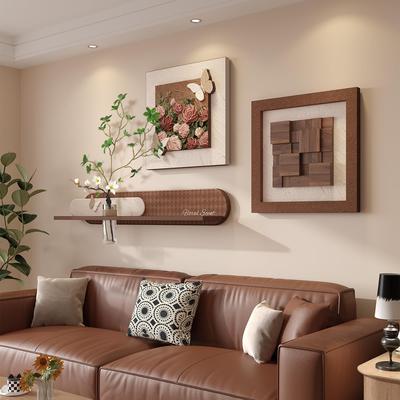 中古风客厅装饰画立体砂岩