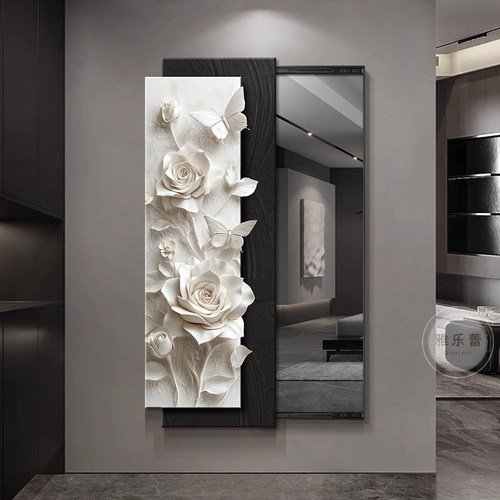 黑白极简推拉隐藏式全身镜