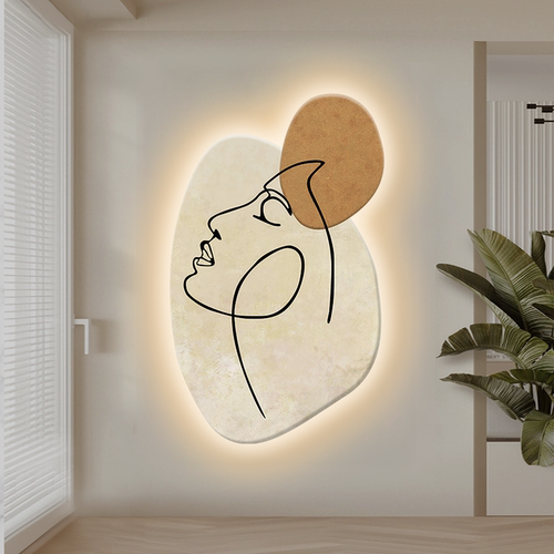 北欧抽象人物玄关装饰画带led灯