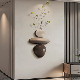 侘寂风石来运转客厅电视背景墙装饰画餐厅挂画壁饰极简转角挂件