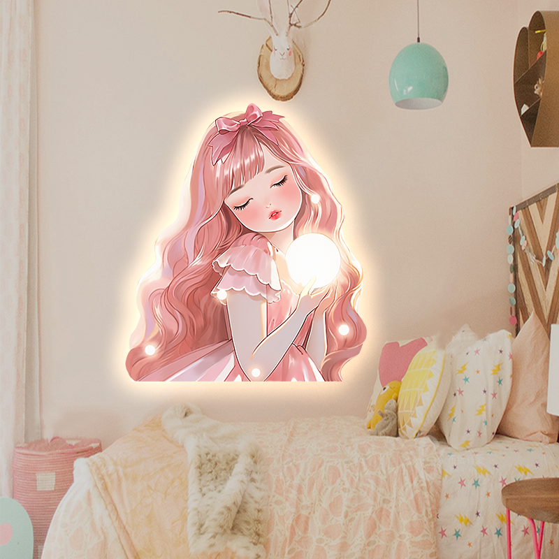 卡通卧室装饰画led灯画儿童房氛围感挂画可爱床头背景墙壁画,家居饰品,氛围画/灯画,淘宝优惠券,粉丝福利购,淘宝优惠卷