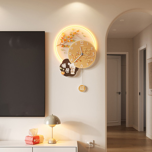 家用钟表挂钟客厅2026新款简约网红大气装饰创意挂墙静音时钟壁灯