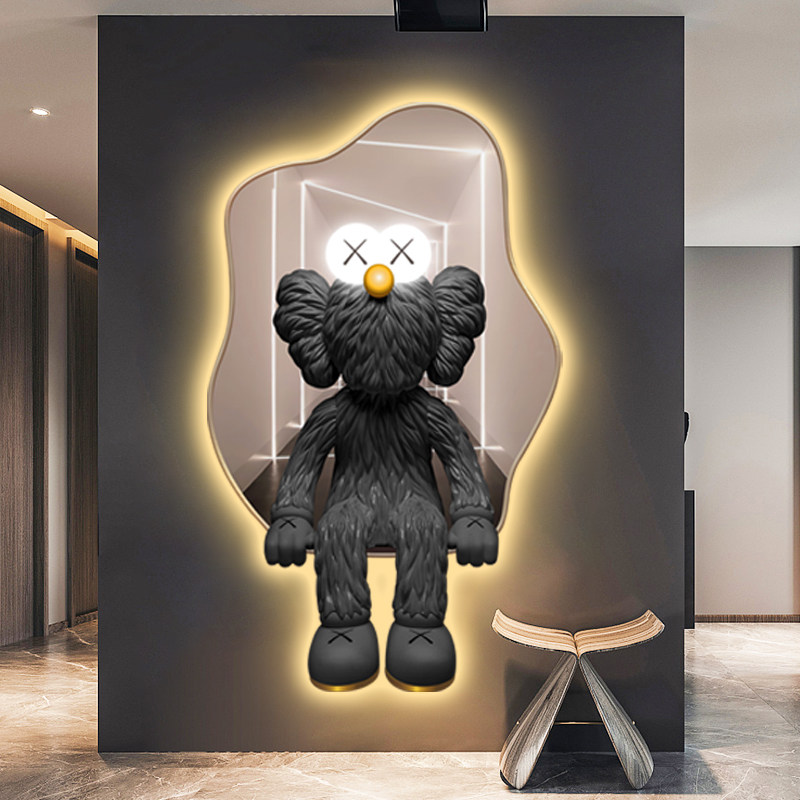 kaws暴力熊玄关装饰画led灯画发光客厅背景墙挂画走廊过道壁画