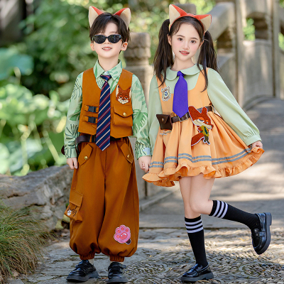 儿童万圣节cosplay衣服疯狂动物城尼克狐狸套装幼儿园角色扮演服