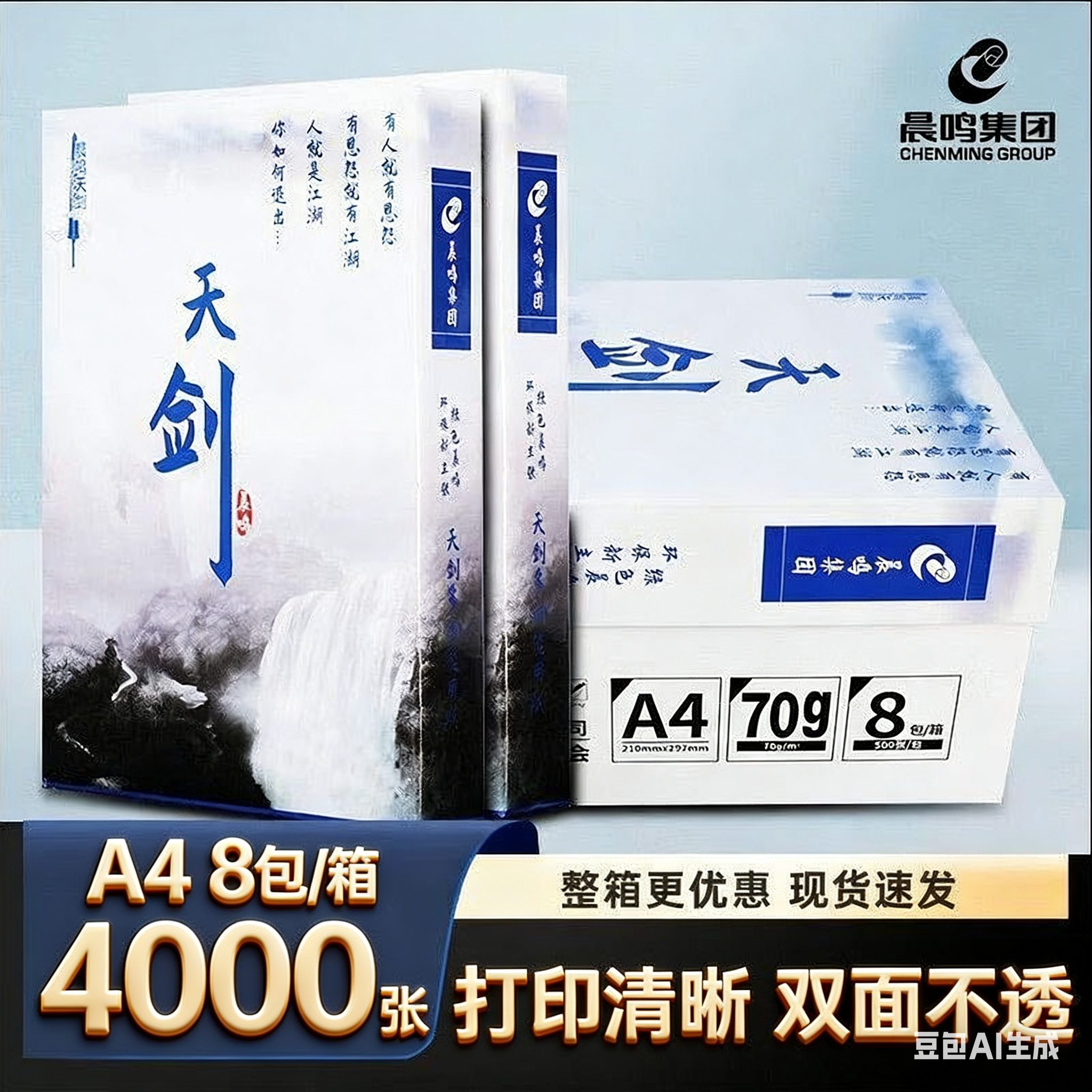 整箱晨鸣天剑A4复印纸70g雪莲打印纸a度办公白纸铭洋a4纸复印纸
