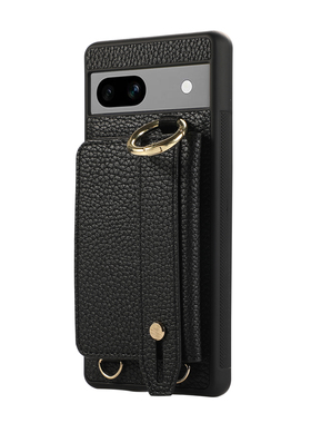 适用谷歌pixel9手机壳pixel9proxl黑色高档斜挎pixel9pro高级感荔枝纹支架pixel8a皮质卡包pixel7a插卡防摔