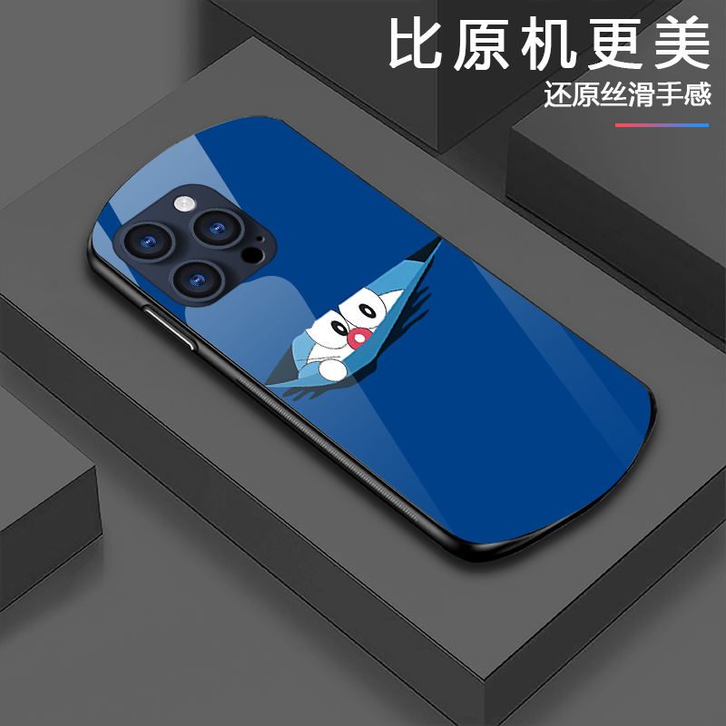 DZ适用小米15手机壳新款潮流14Pro椭圆玻璃13蓝色叮当猫12全包11防摔红米note13高级感k50小众k40简约时尚