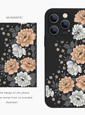 DZ适用苹果16promax手机壳新款iPhone15玻璃14plus复古白色花朵13pro全包12防摔11高级感xs女款小众7简约创意