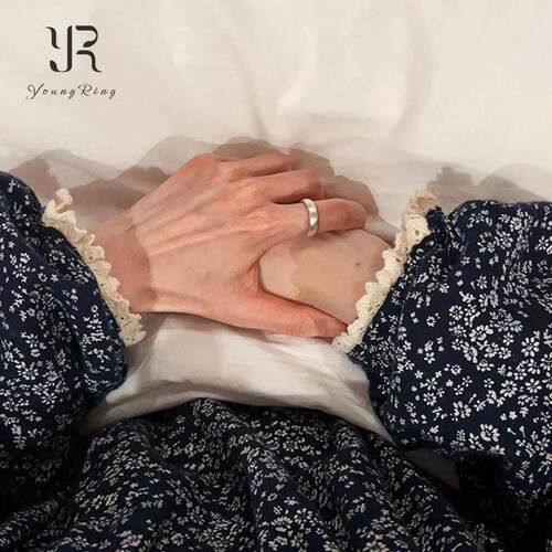 s925纯银磨砂拉丝戒指女款小众