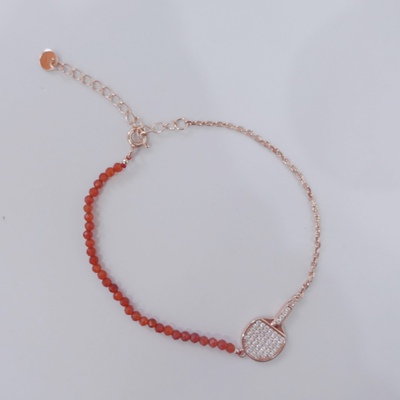 【清仓六折 不退不换】新款好运红玛瑙乒乓球项链小众设计运动