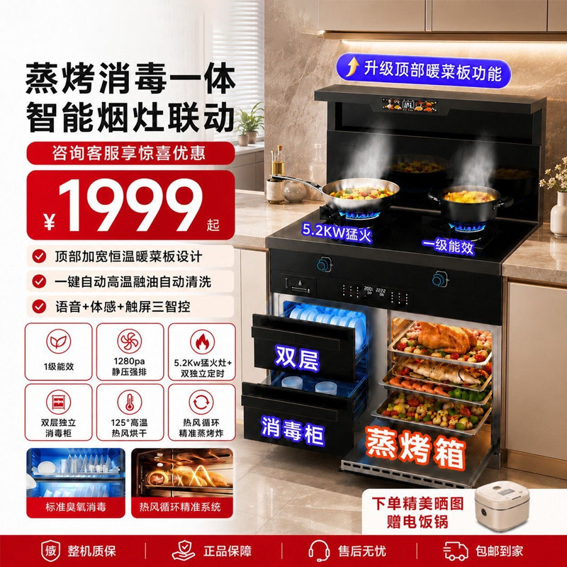 火星人小鬼大蒸烤集成灶补贴20%图片