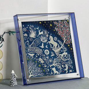 客厅轻奢丝巾挂画俄耳甫斯 裱摆画酒店卧室壁画 魔力亚克力框装