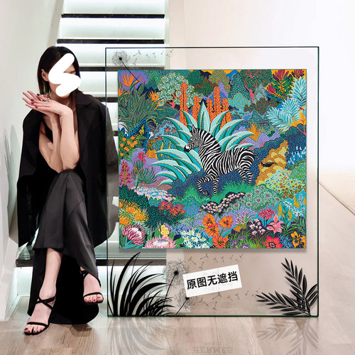 精品店轻奢飞马丝巾装饰画高级感服装店挂画别墅客厅亚克力框摆画